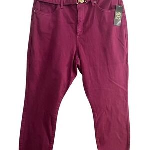 NWT Bold Elements Women's High Rise Curvy Skinny Jeans Gold Buckle Belt Size 16